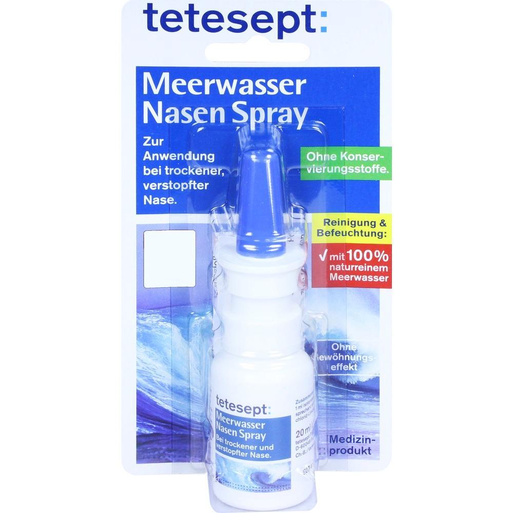 Eine Nasenspray-Flasche mit Meerwasser zur Reinigung der Nase.