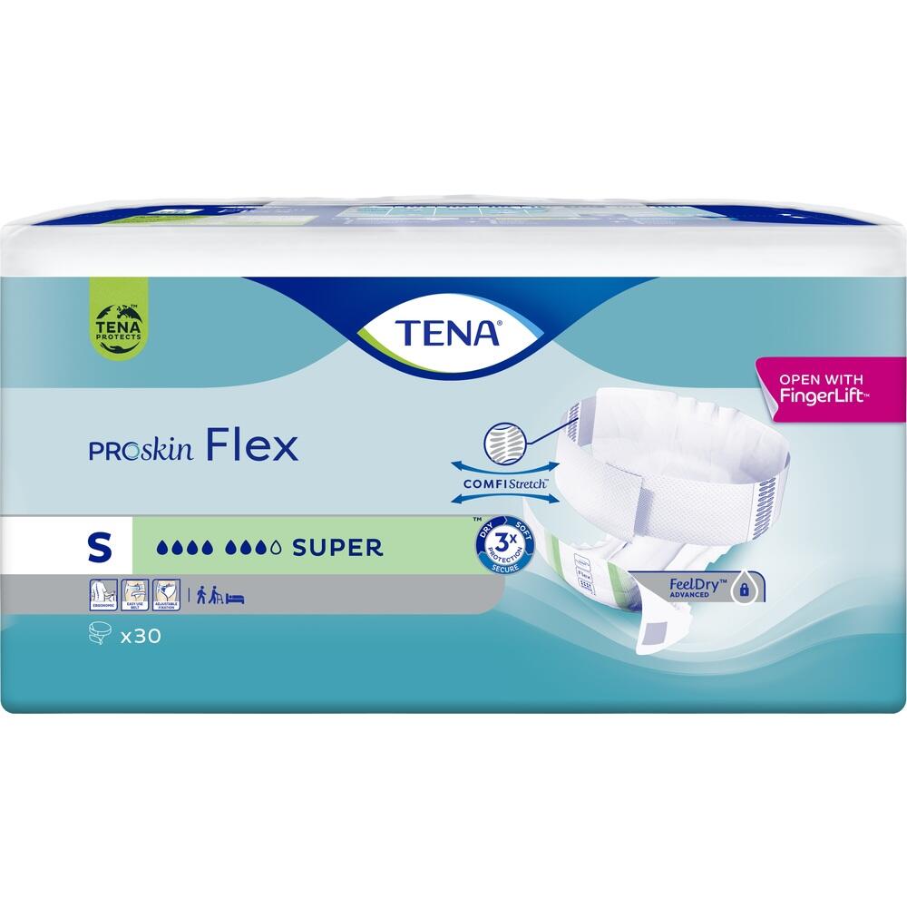 Verpackung von TENA ProSkin Flex Windeln, Gr&ouml;&szlig;e S, f&uuml;r Inkontinenz.