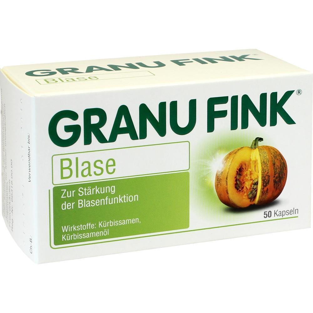 Eine Schachtel mit Kapseln zur St&auml;rkung der Blase, mit einem K&uuml;rbis darauf.