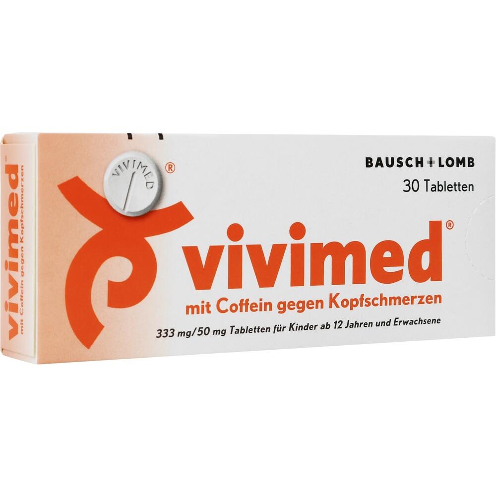 Eine Packung Vivimed-Tabletten gegen Kopfschmerzen mit Koffein.