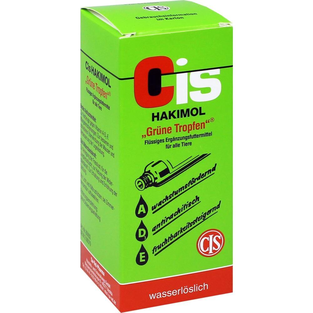 Gr&uuml;ne Verpackung von Erg&auml;nzungsfuttermittel f&uuml;r Tiere, mit Aufschrift "Cis HAKIMOL".