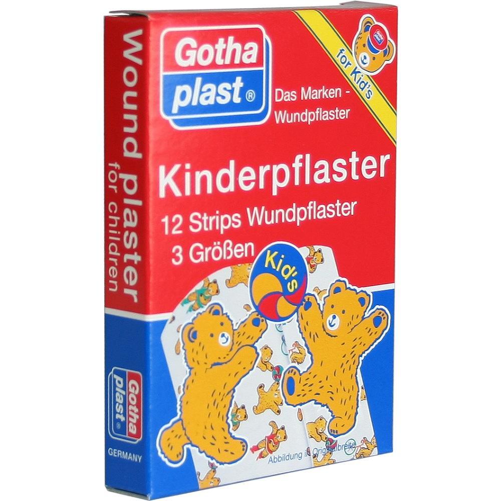 Rote Box mit Kinderpflaster, dekoriert mit fr&ouml;hlichen Teddyb&auml;ren.