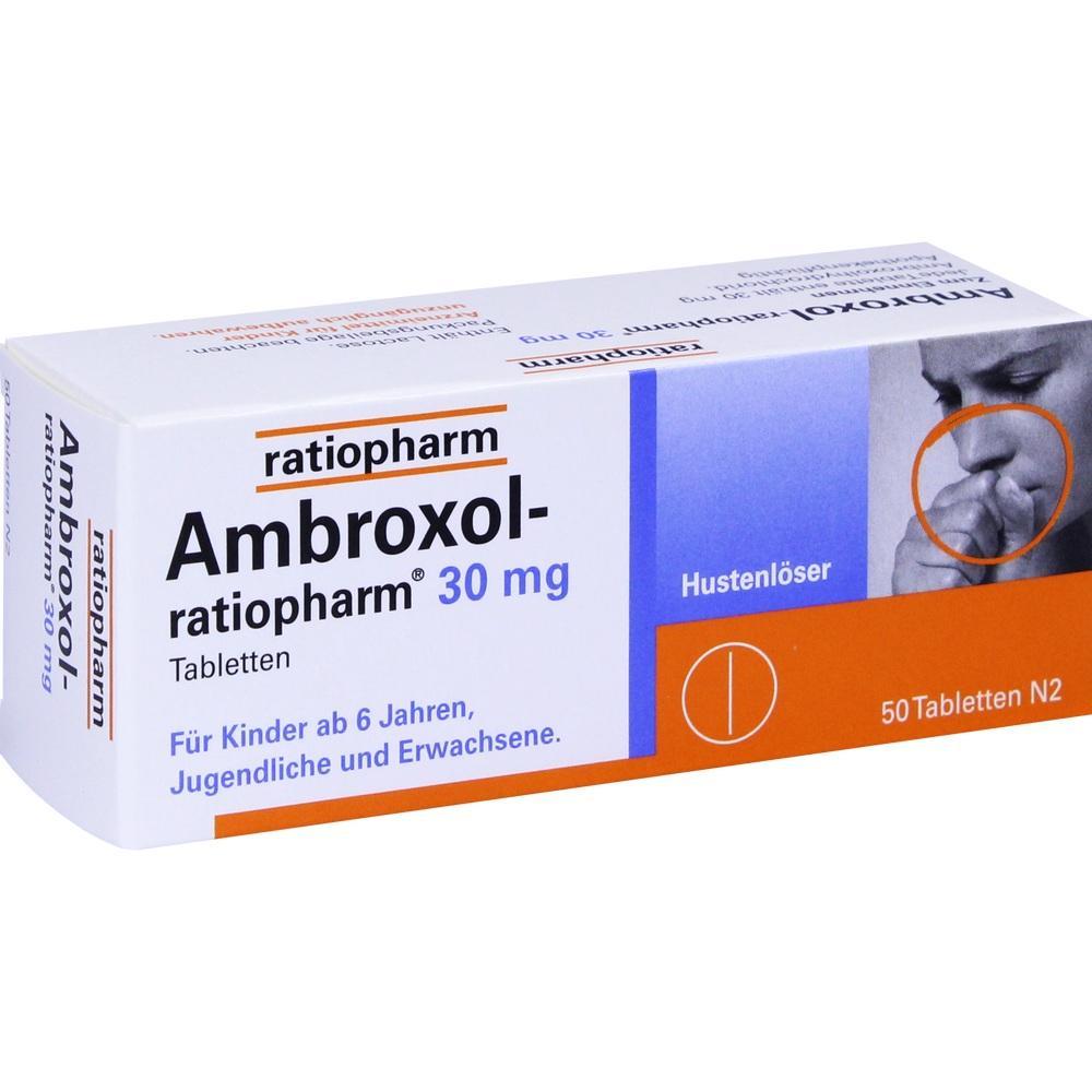 Eine Medikamentenpackung von ratiopharm gegen Husten, geeignet f&uuml;r Kinder ab 6 Jahren.