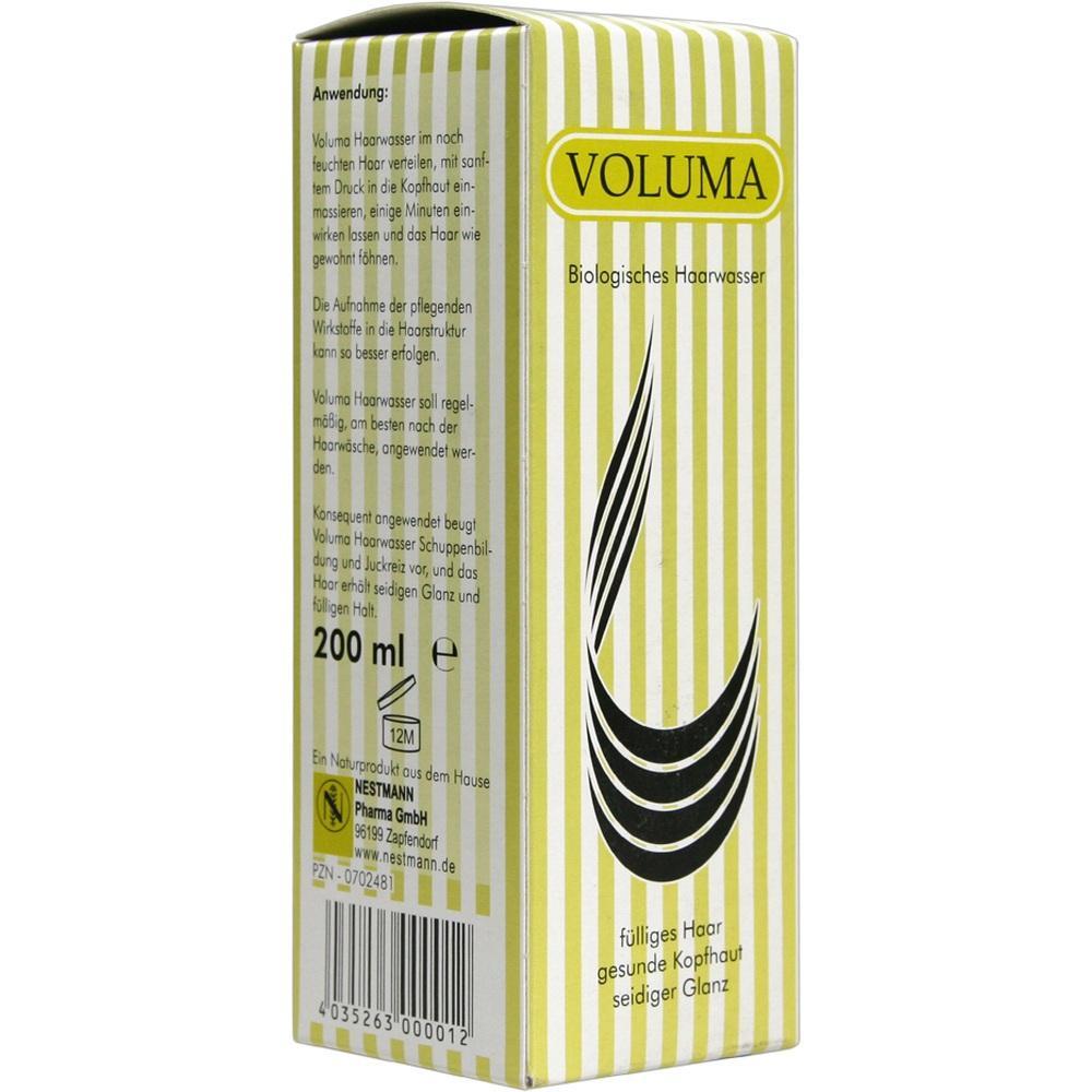 Eine gelb-wei&szlig; gestreifte Box mit Volumen-Haarwasser.