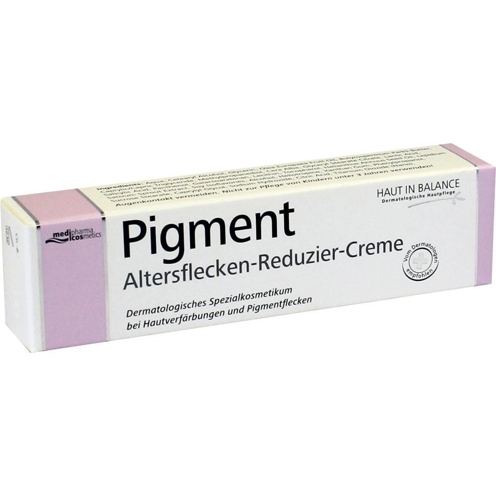 Eine Packung Creme gegen Altersflecken von medipharma cosmetics.