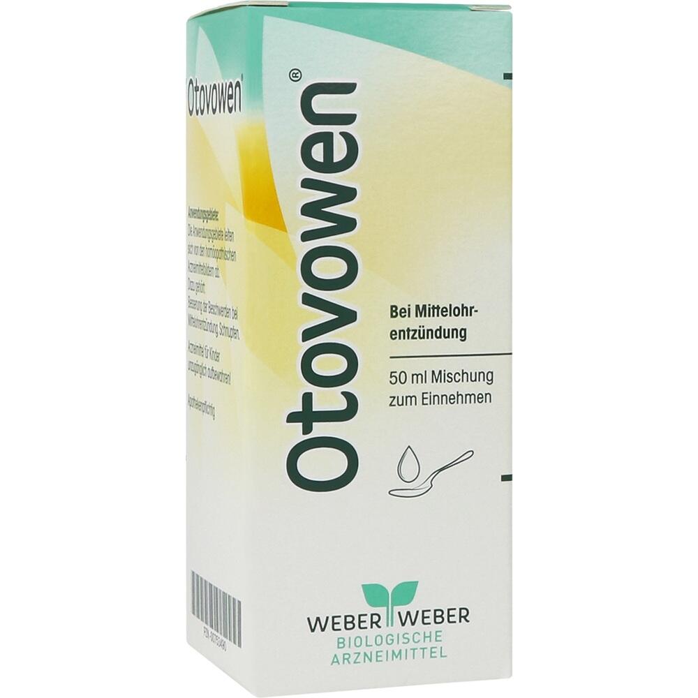 Eine Packung Otovowen, ein Mittel gegen Mittelohrentz&uuml;ndung, mit 50 ml Inhalt.