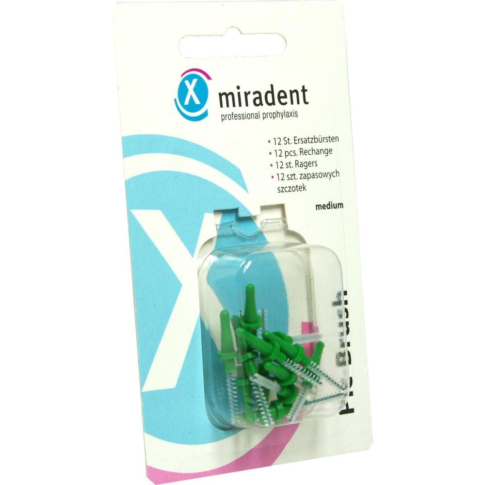 Packung mit gr&uuml;nen und wei&szlig;en Zahnzwischenraumb&uuml;rsten von miradent.