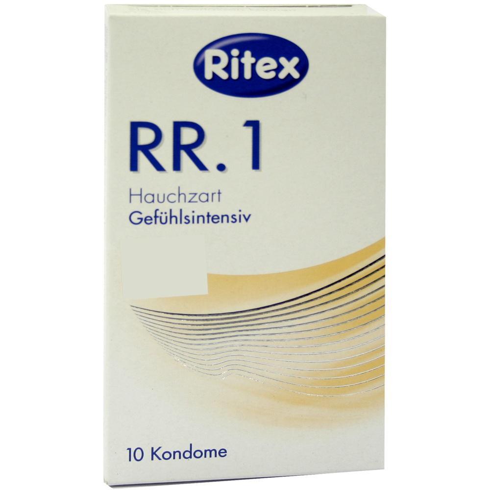 Eine Packung Ritex-Kondome mit 10 St&uuml;ck.