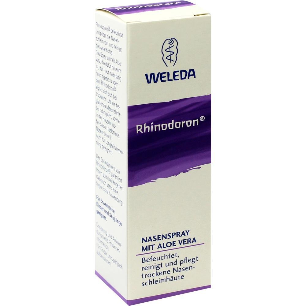 Packung von Nasenspray mit Aloe Vera, das die Nase befeuchtet und pflegt.