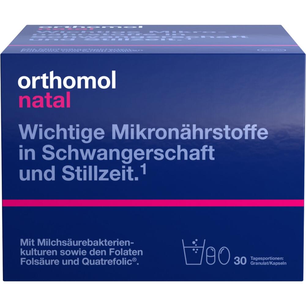 Blaue Verpackung von Nahrungserg&auml;nzungsmitteln f&uuml;r Schwangerschaft und Stillzeit.