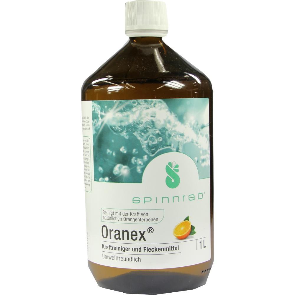 Braune Flasche mit Oranex-Reiniger, umweltfreundlich und mit Orangenduft.