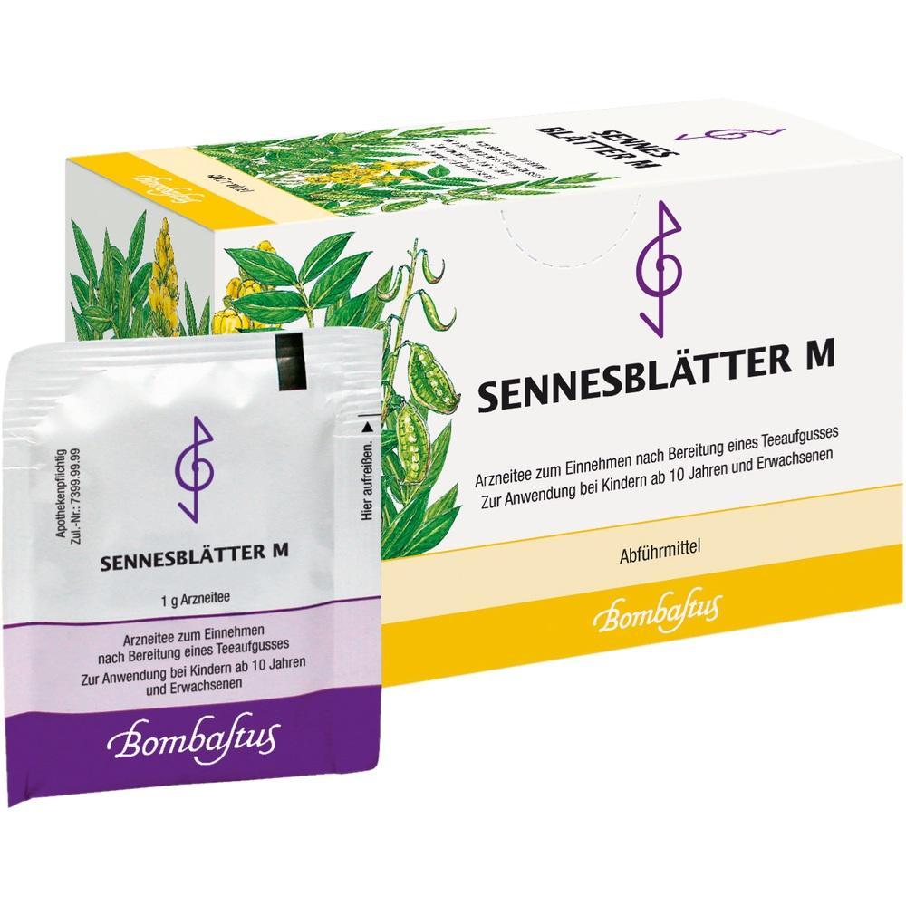 Eine Packung und ein Beutel Sennesbl&auml;tter M Tee f&uuml;r Kinder und Erwachsene.