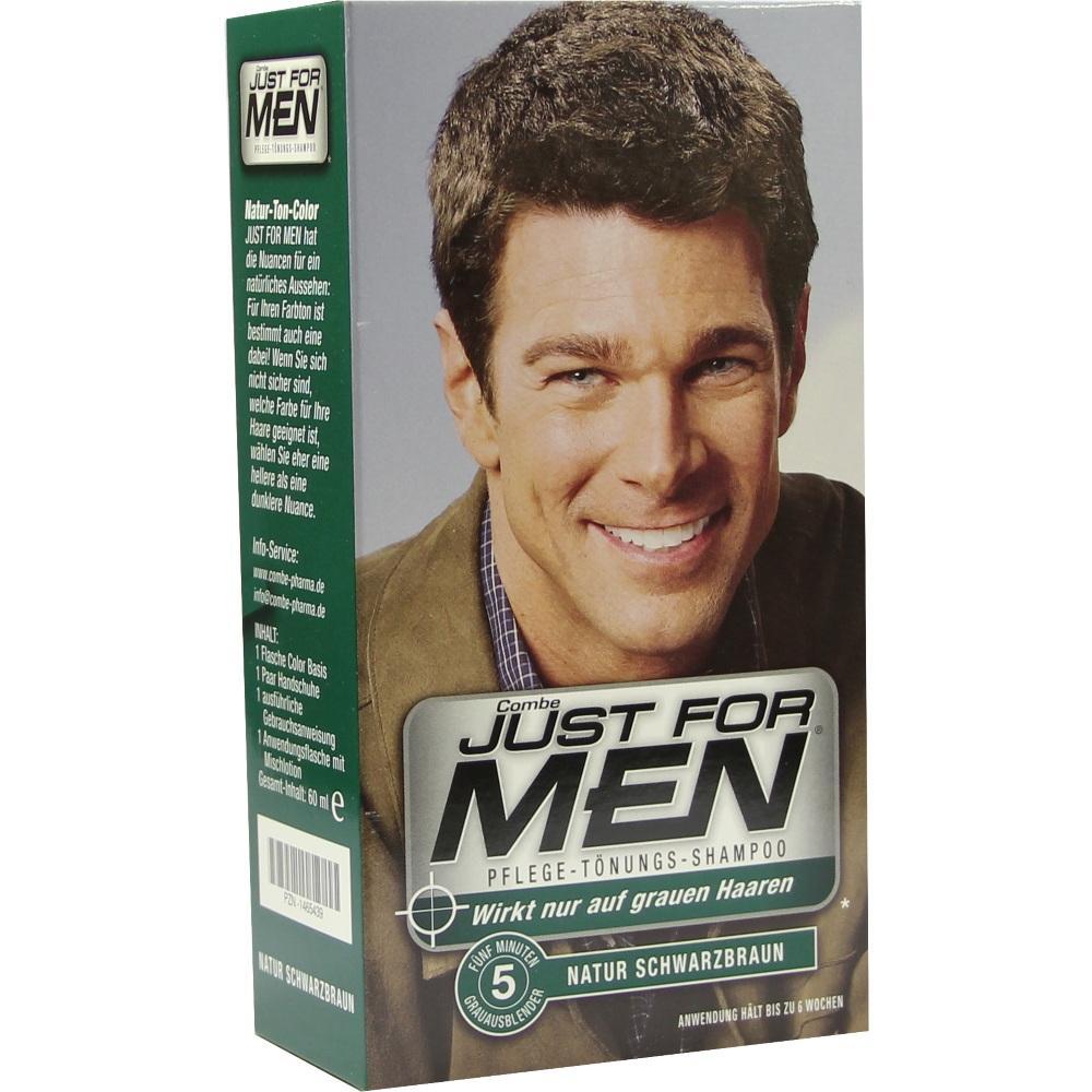 Ein Mann l&auml;chelt auf einer Packung Haarf&auml;rbemittel f&uuml;r M&auml;nner.