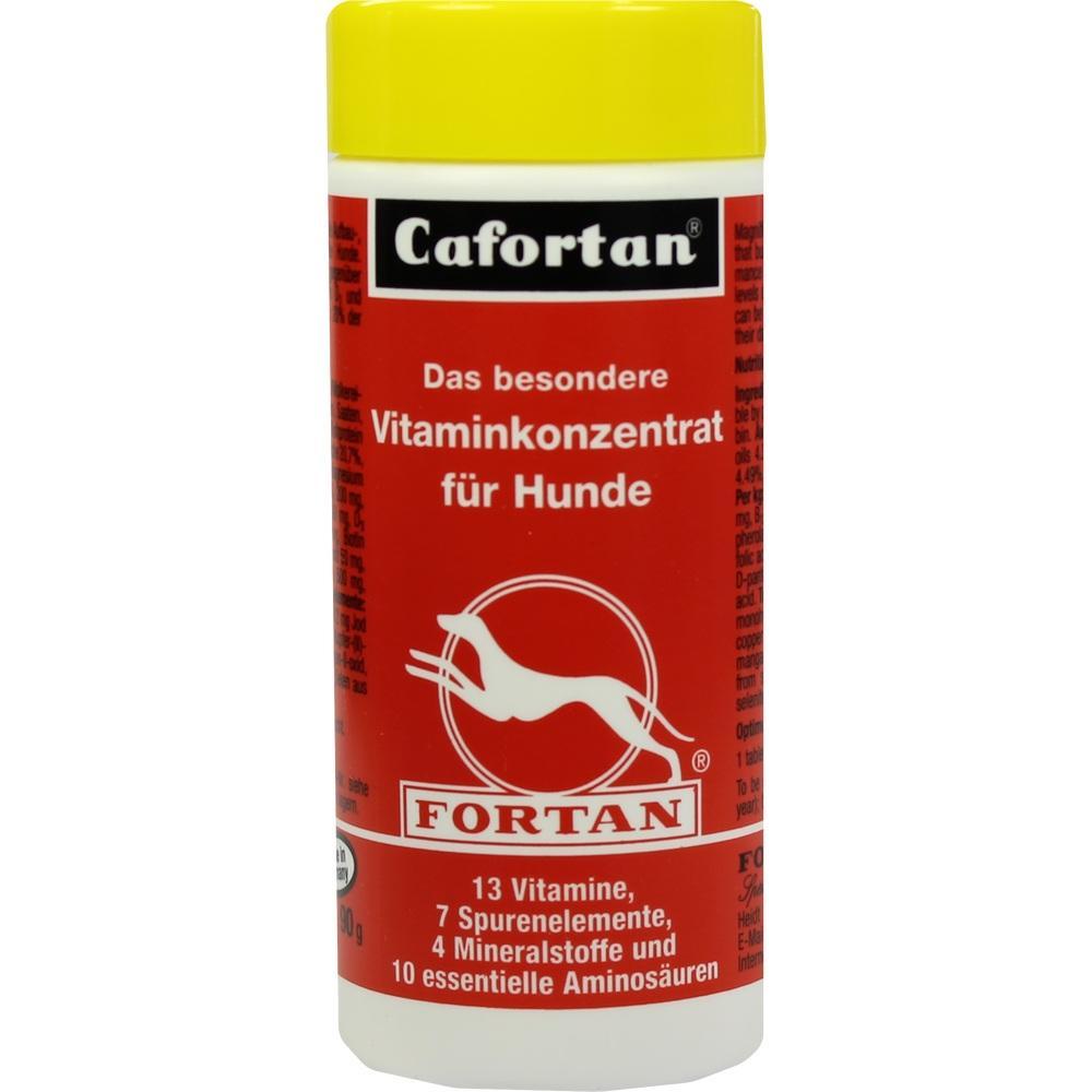 Rote Dose mit Vitaminkonzentrat f&uuml;r Hunde, gelber Deckel.