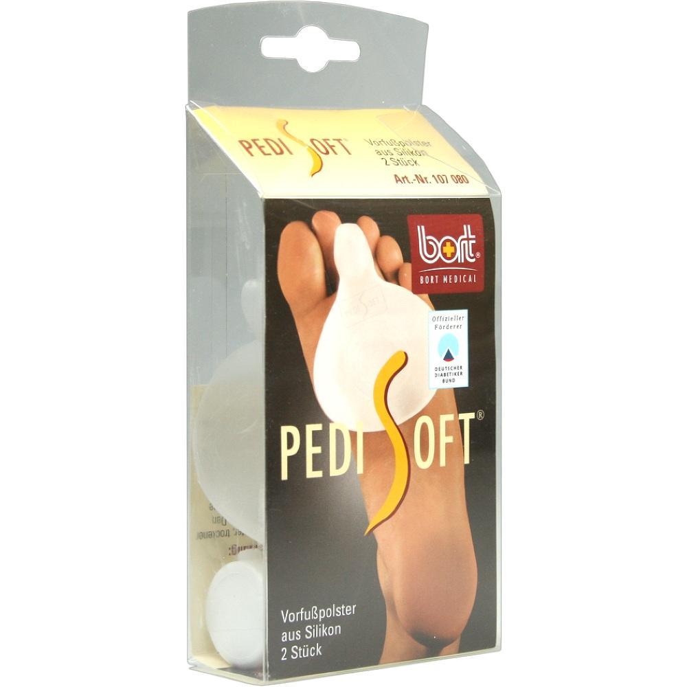 Verpackung mit Silikon-Vorfu&szlig;polstern f&uuml;r besseren Tragekomfort im Schuh.