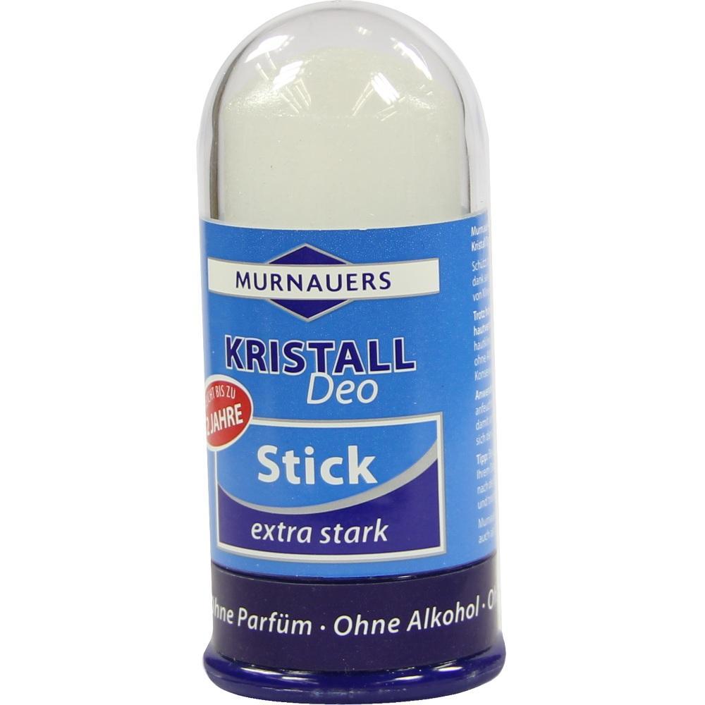 Ein blauer Deo-Stick mit der Aufschrift &bdquo;Kristall Deo Stick extra stark&ldquo;.