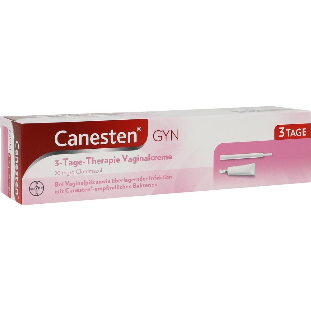 Schachtel mit Canesten Vaginalcreme zur 3-Tage-Behandlung von Vaginalinfektionen.