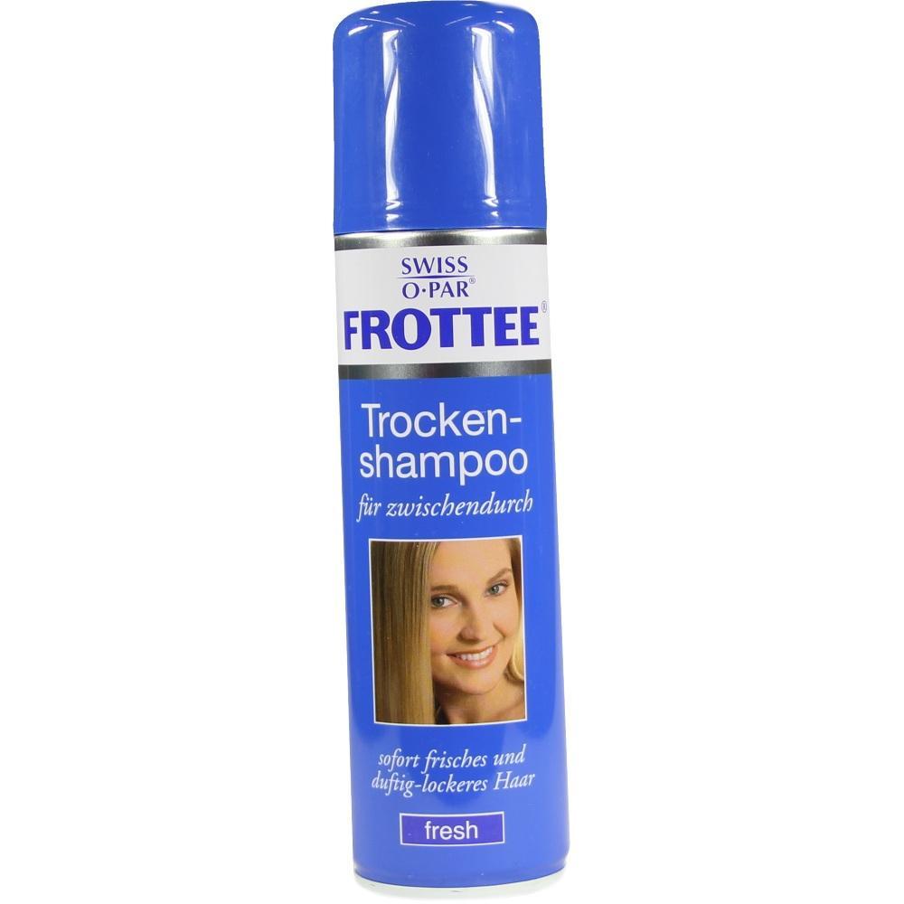 Eine blaue Dose Trockenshampoo mit einem Foto einer l&auml;chelnden Frau.