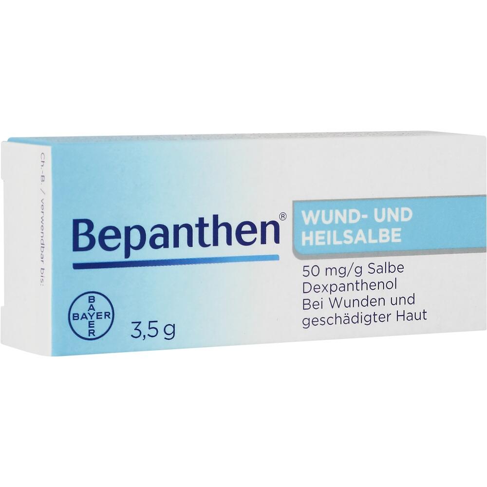 Eine Packung Bepanthen Wund- und Heilsalbe mit 3,5 g Inhalt.