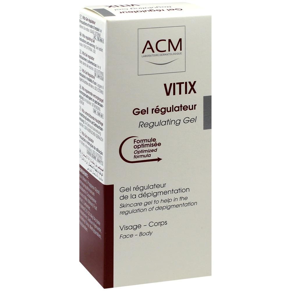 Eine wei&szlig;e Schachtel mit der Aufschrift "Vitix Gel r&eacute;gulateur".