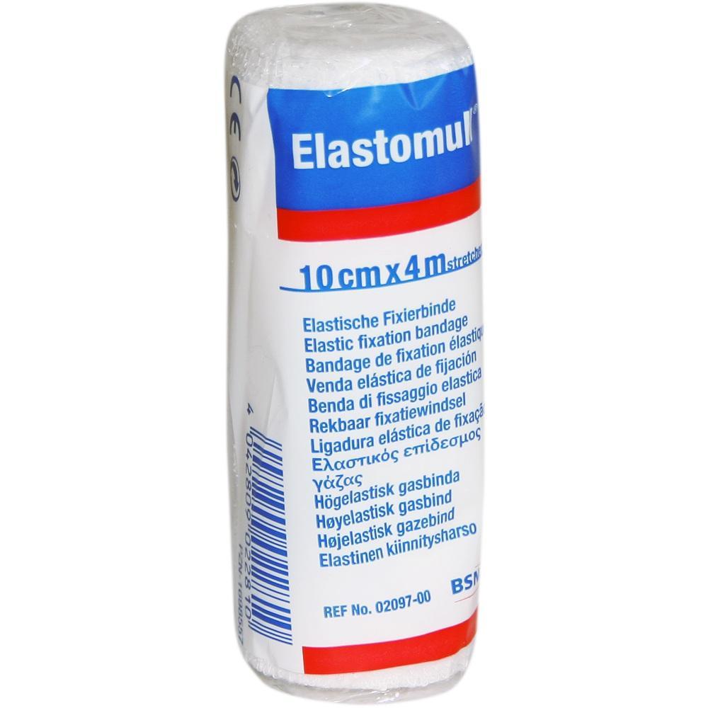 Eine elastische Fixierbinde in einer Plastikverpackung.