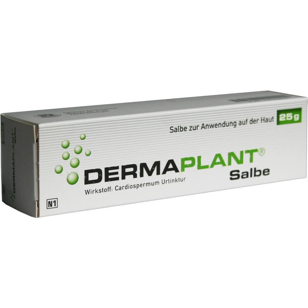 Eine wei&szlig;e Schachtel mit der Aufschrift "DERMAPLANT Salbe".