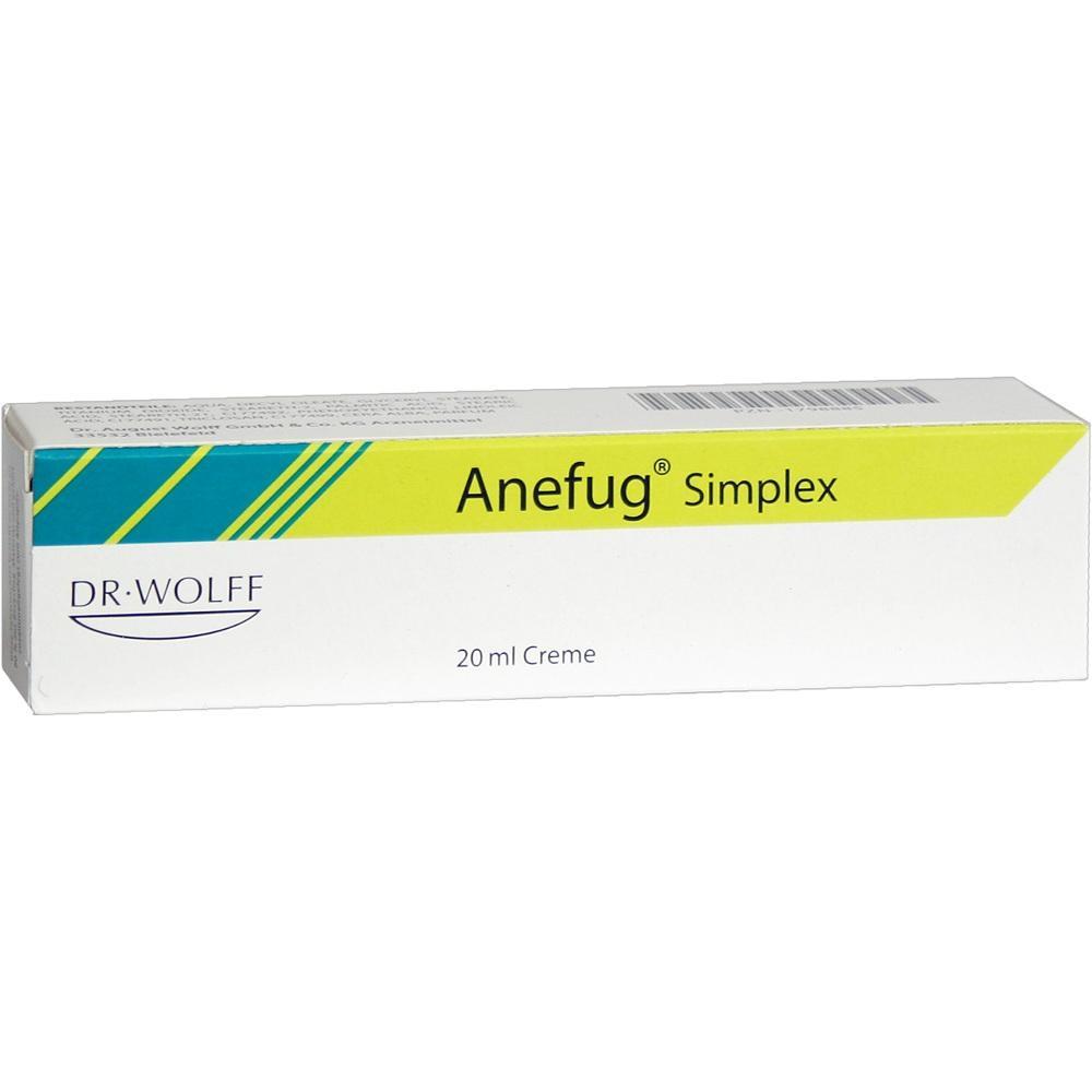 Eine Schachtel mit der Aufschrift "Anefug Simplex Creme, 20 ml".