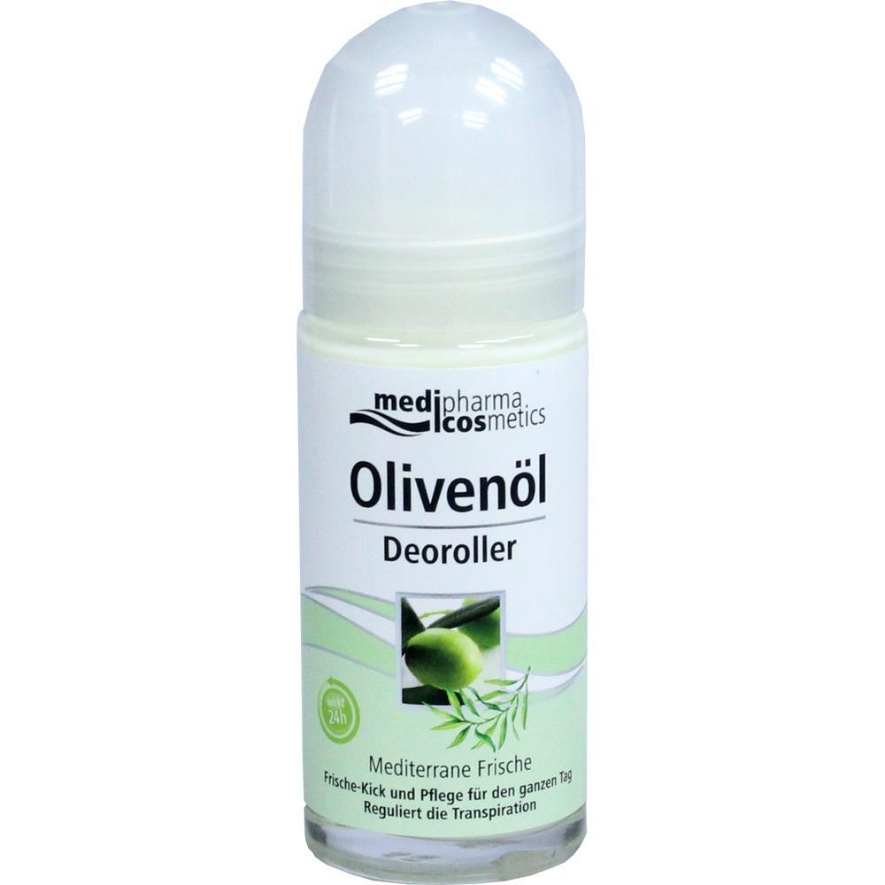 Ein Deoroller mit Olivenölsymbol und grüner Verpackung.