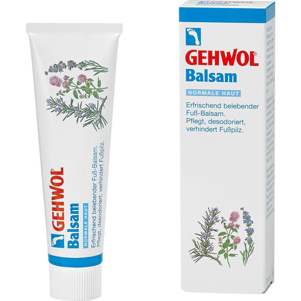 Eine wei&szlig;e Tube Gehwol Balsam steht neben der passenden Verpackung.