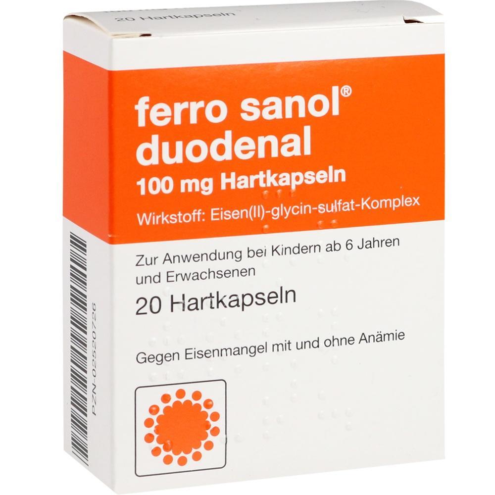 Eine Packung Eisen-Kapseln gegen Eisenmangel.