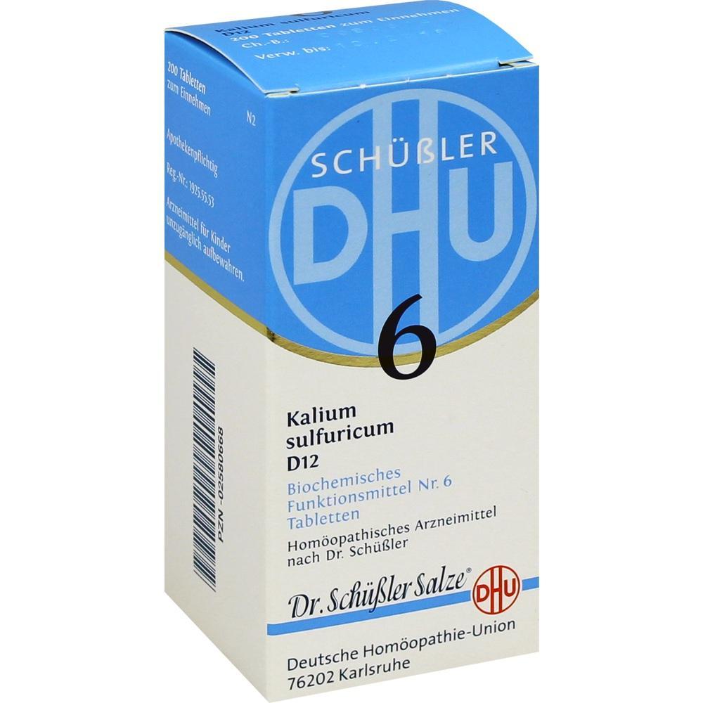 Eine Packung Sch&uuml;&szlig;ler Salz Nr. 6 von DHU mit Tabletten.