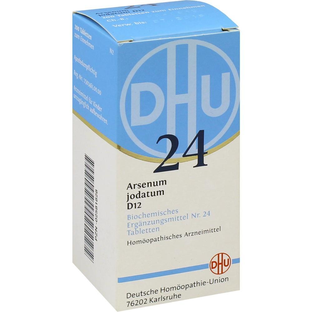 Eine Packung hom&ouml;opathischer Tabletten mit der Aufschrift "Arsenum jodatum D12".