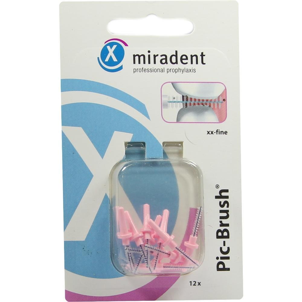 Verpackung von rosa Interdentalb&uuml;rsten f&uuml;r Zahnreinigung.