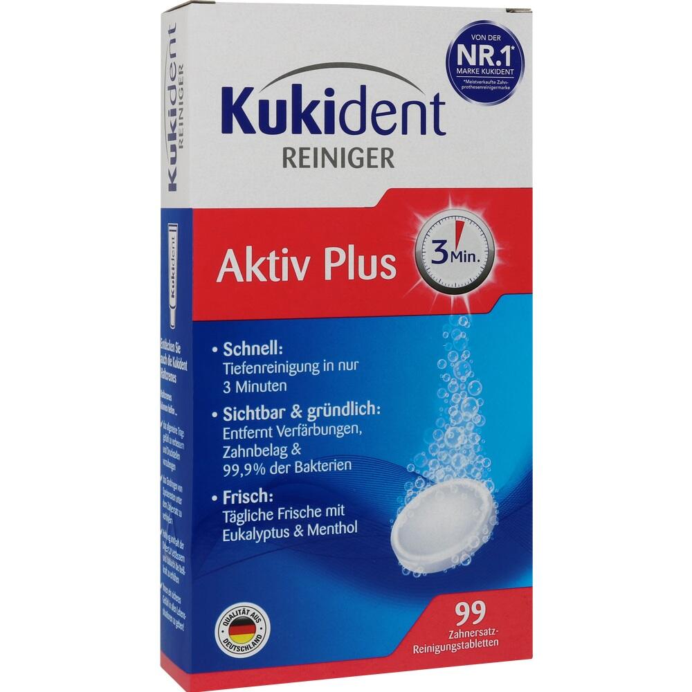 Verpackung von Kukident Reiniger mit 99 Reinigungstabletten f&uuml;r Zahnersatz.