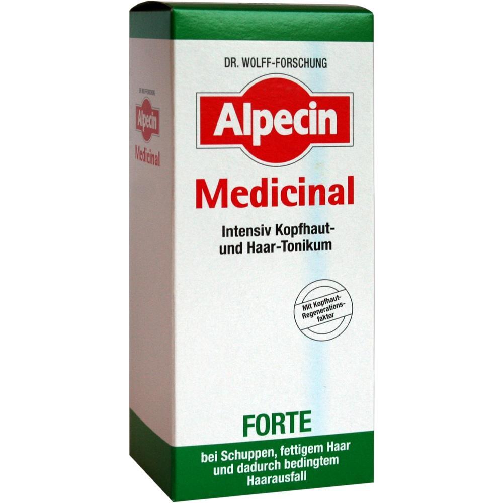 Auf der Verpackung steht "Alpecin Medicinal", ein Tonikum f&uuml;r Kopfhaut und Haare.