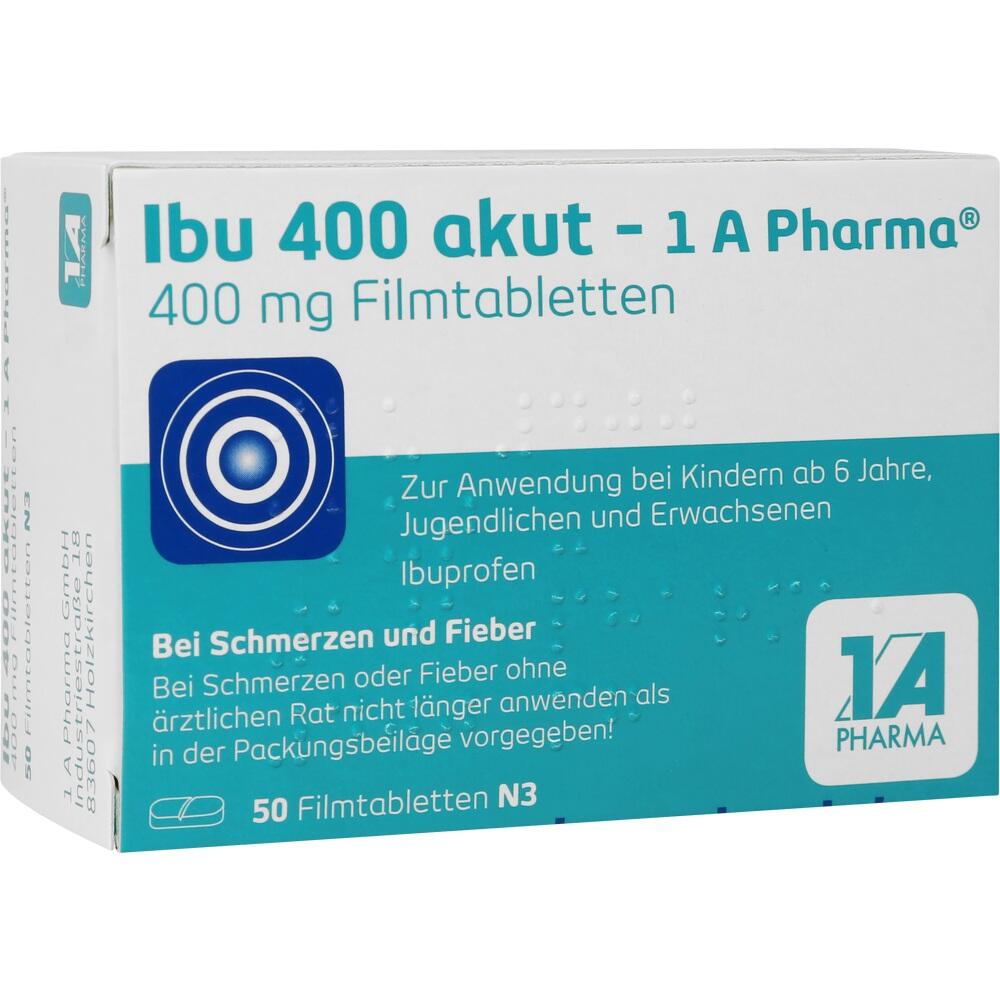 Eine Packung mit 50 Ibuprofen-Tabletten zur Schmerzlinderung.