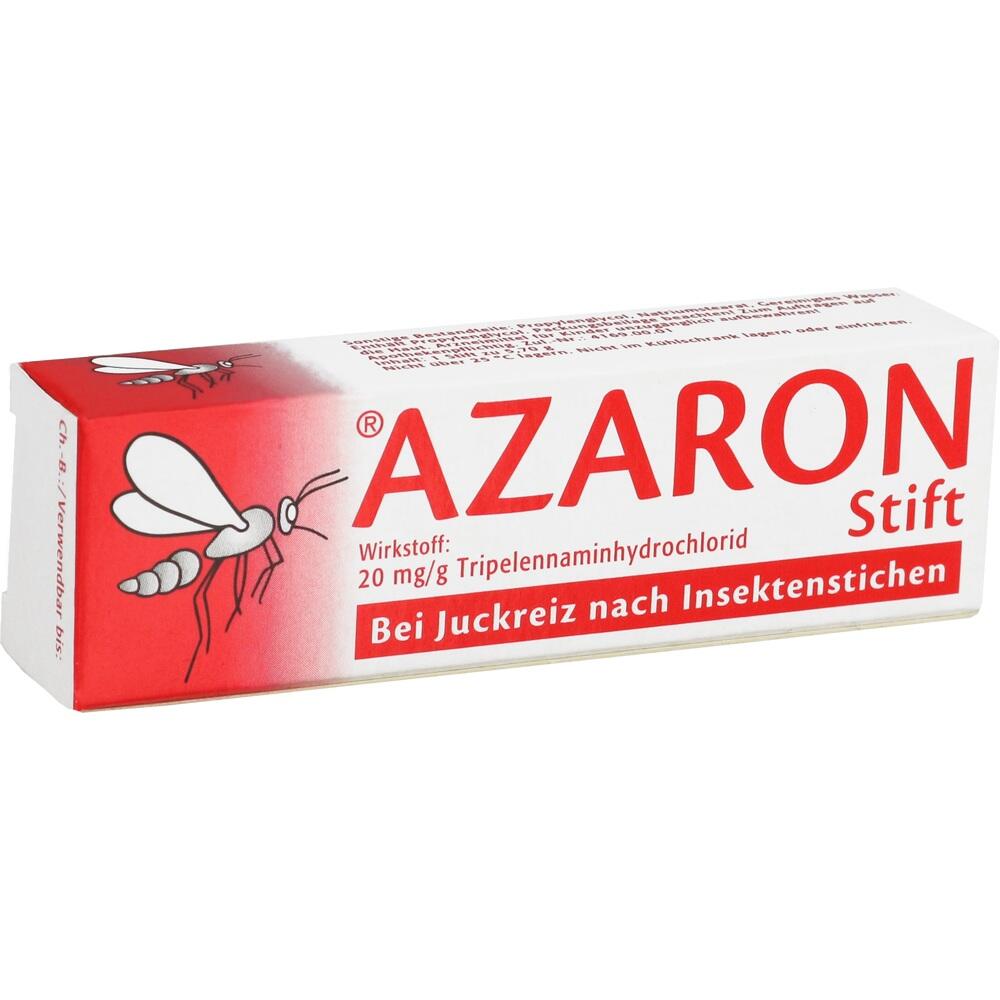 Rote Verpackung eines Stiftes gegen Juckreiz bei Insektenstichen mit M&uuml;ckenbild.