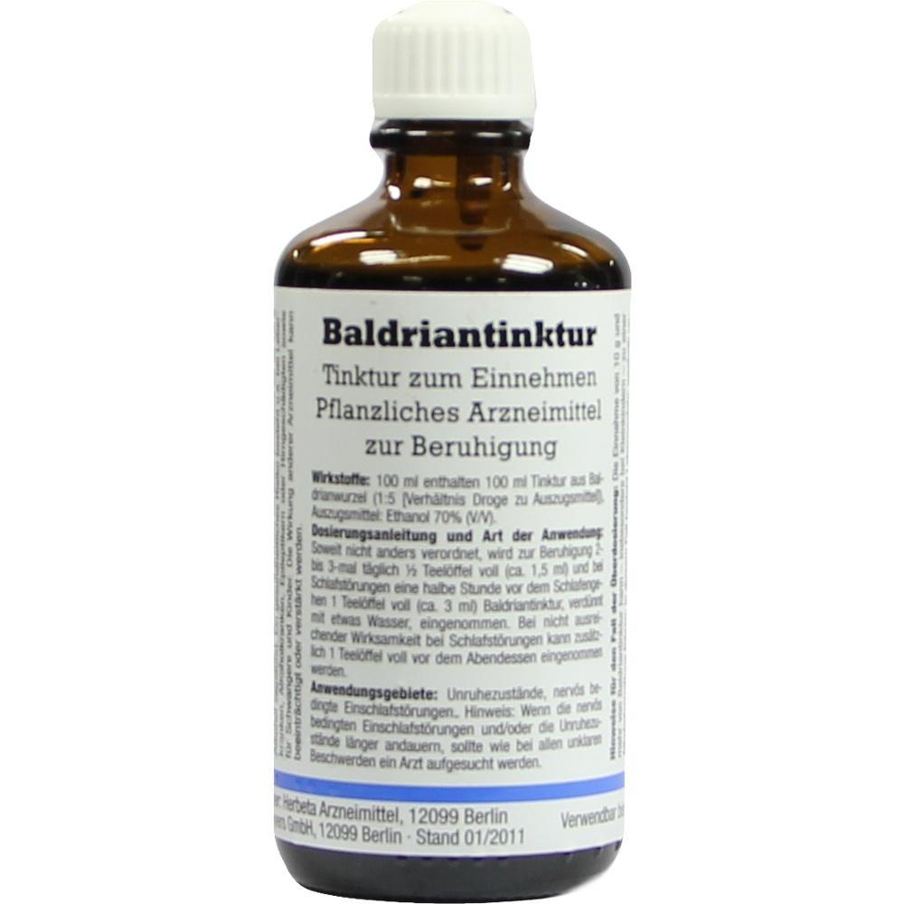 Braune Flasche mit Etikett f&uuml;r Baldriantinktur zur Beruhigung.