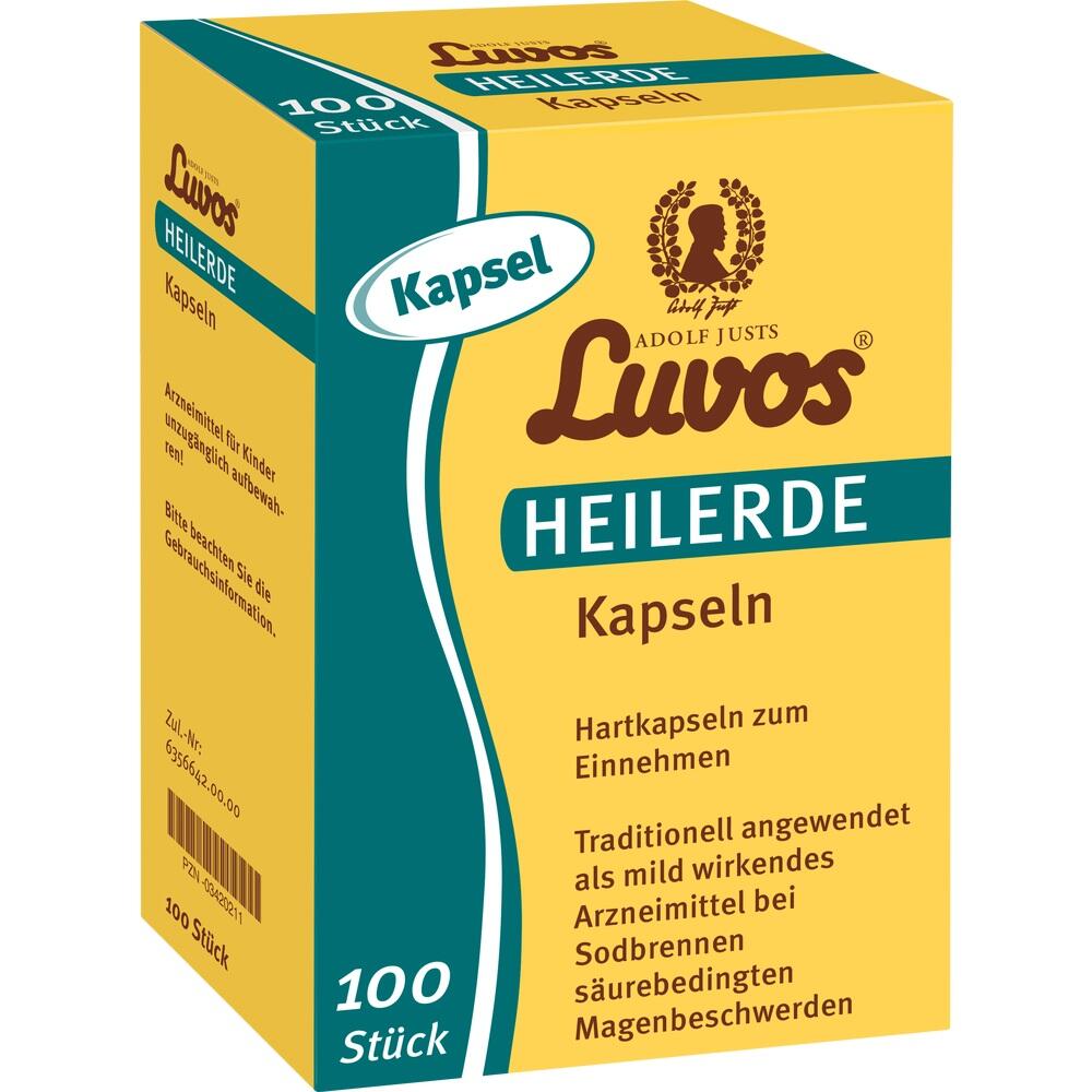 Gelbe Packung mit Luvos Heilerde-Kapseln, 100 St&uuml;ck.