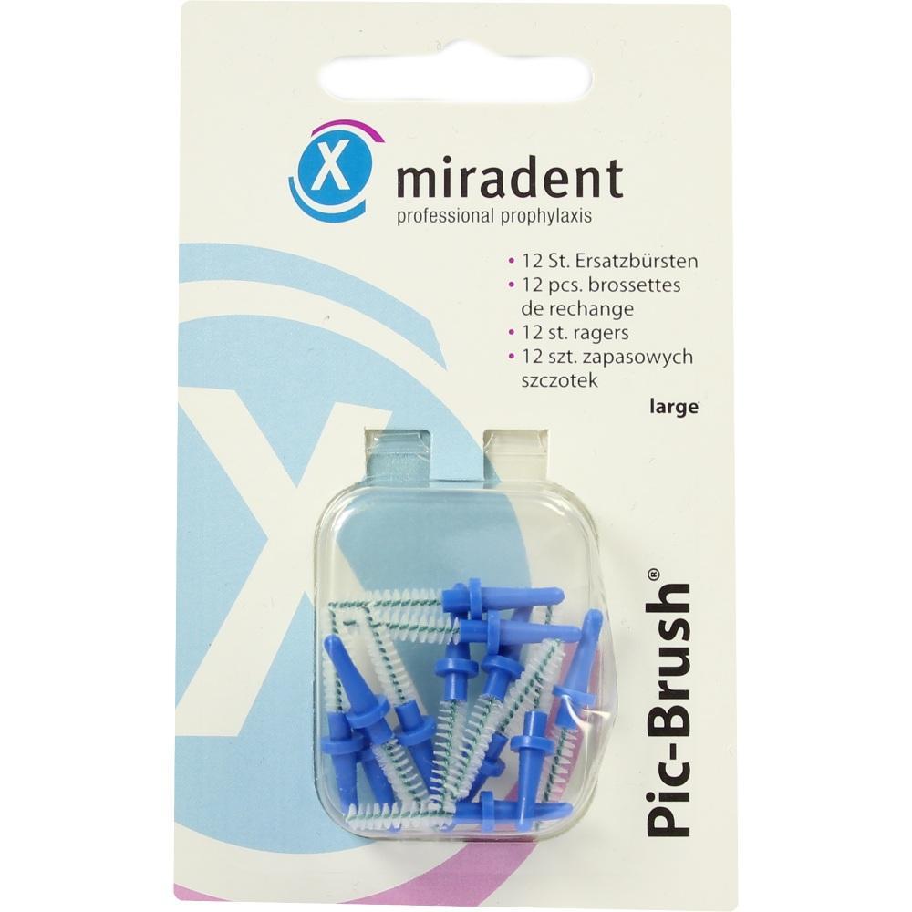 Verpackung mit 12 blauen Ersatzb&uuml;rsten f&uuml;r Zahnzwischenr&auml;ume.