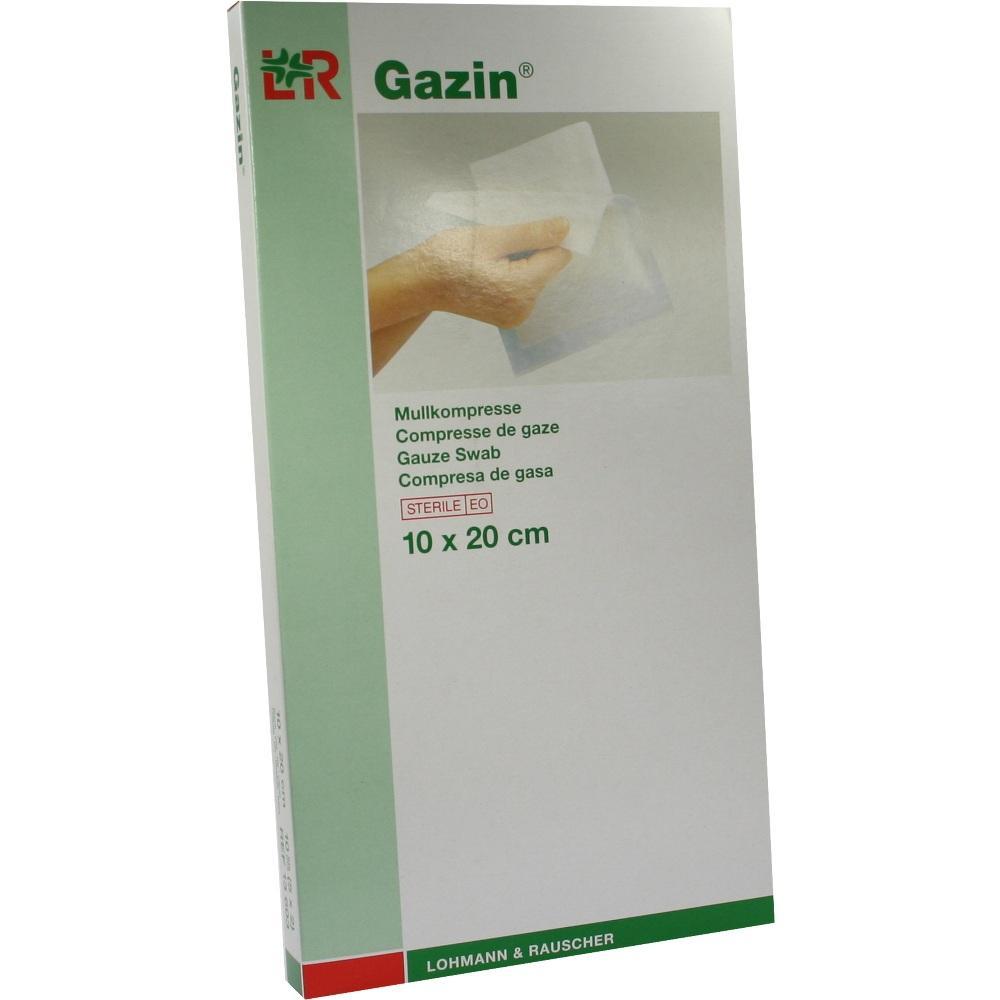 Eine Packung steril Mullkompressen, 10 x 20 cm, von Gazin.