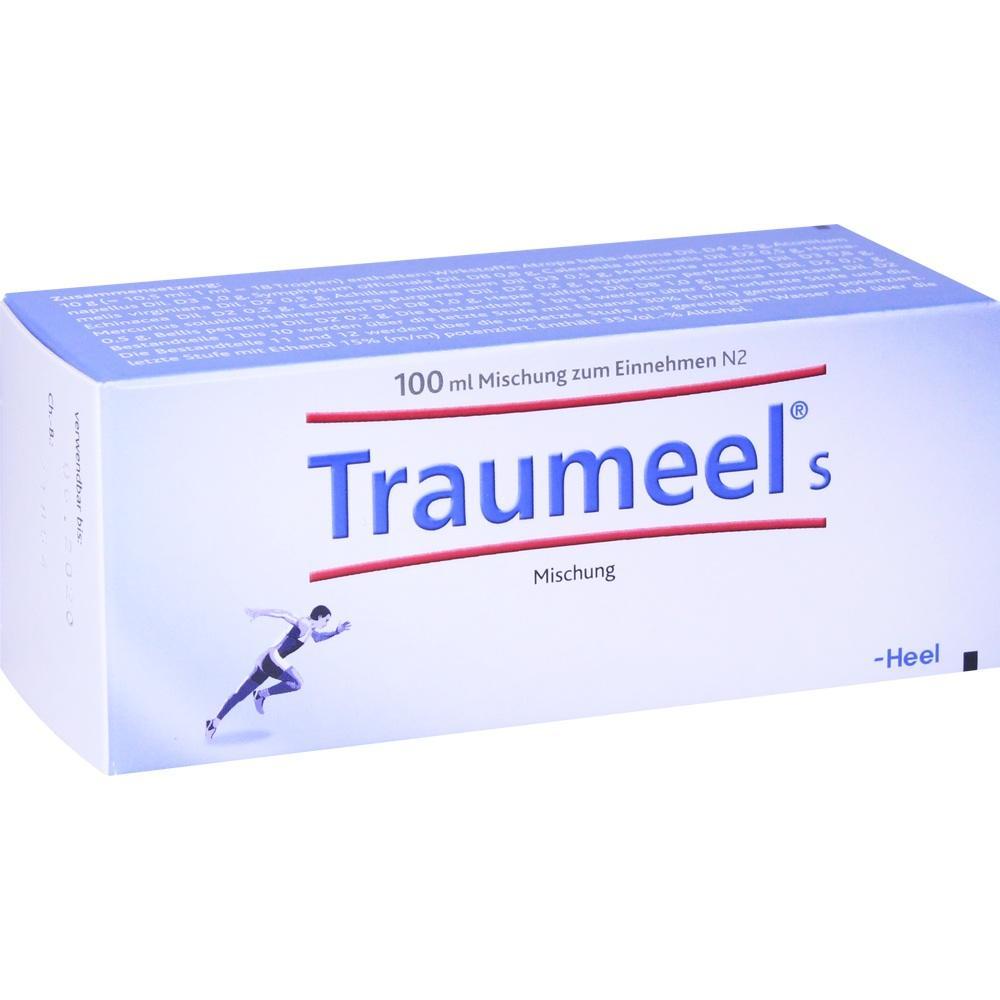 Eine Schachtel von Traumeel-Medizin, 100 ml Mischung zum Einnehmen.