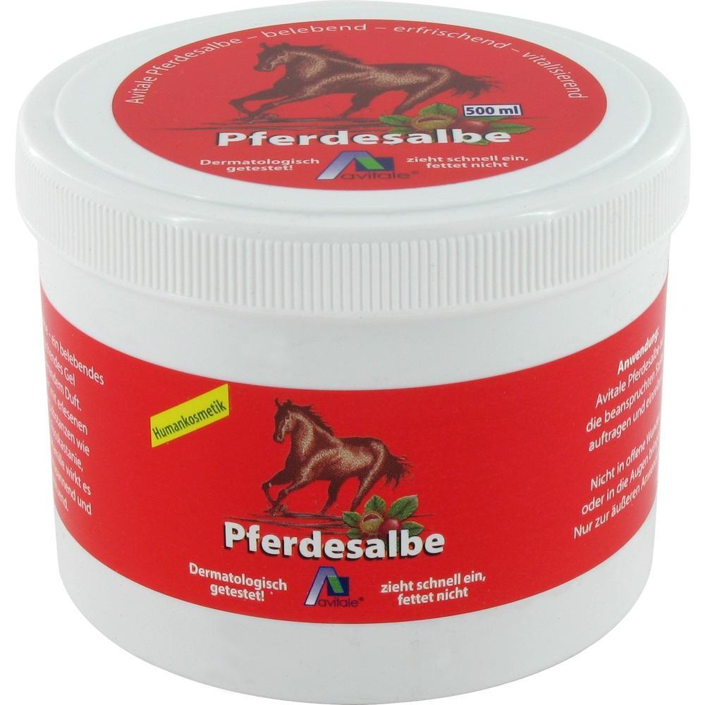 Rote Dose mit Pferdesalbe, ein belebendes, erfrischendes Gel für die Haut.