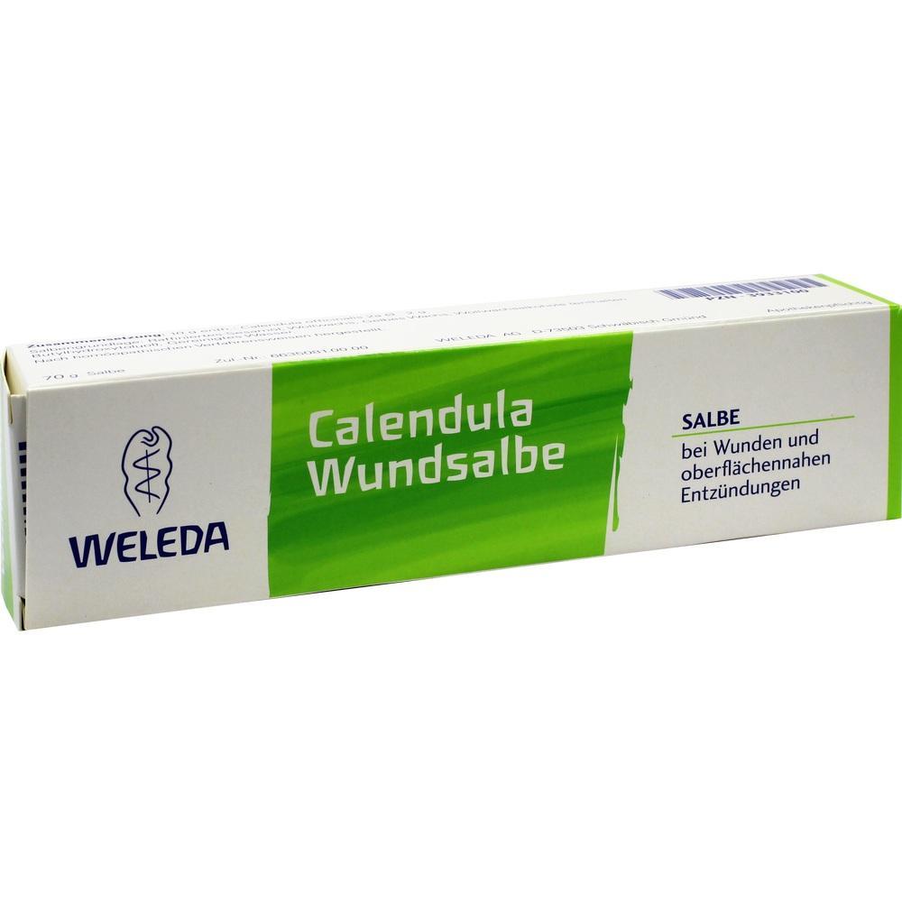 Gr&uuml;ne und wei&szlig;e Tube mit "Calendula Wundsalbe" f&uuml;r Wunden.