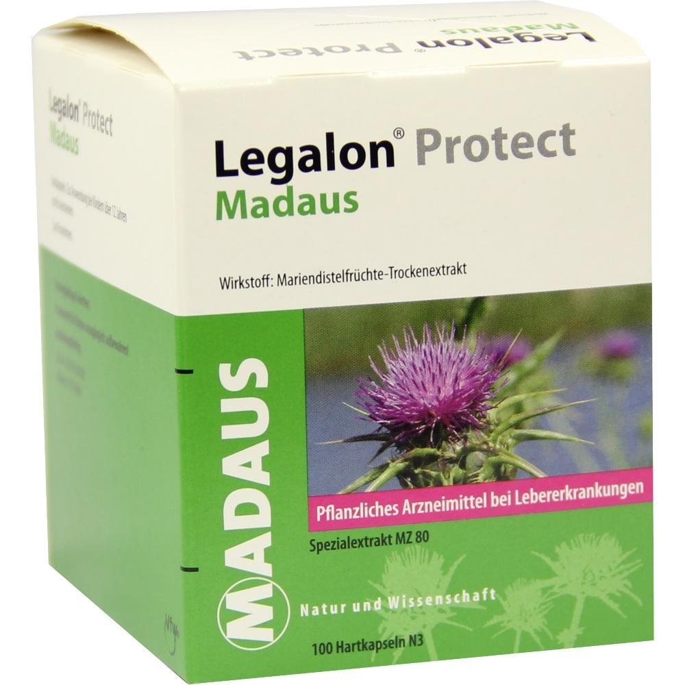 Verpackung von Legalon Protect Madaus mit Mariendistelabbildung.