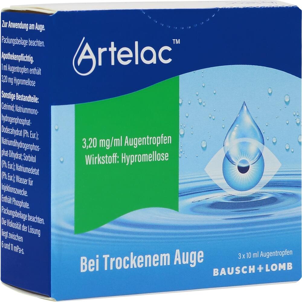 Packung Augentropfen von Artelac, die gegen trockene Augen helfen.