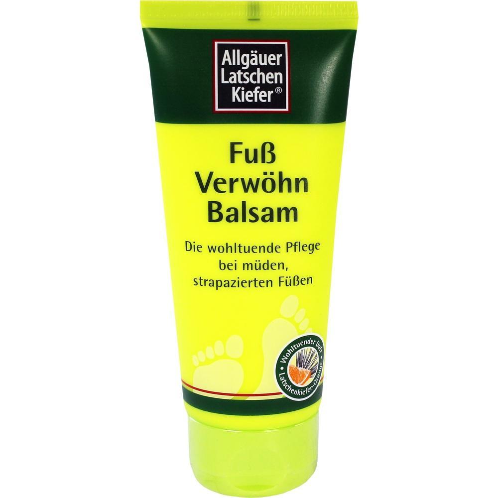 Eine gelbe Tube mit Fu&szlig; Verw&ouml;hn Balsam f&uuml;r m&uuml;de F&uuml;&szlig;e.
