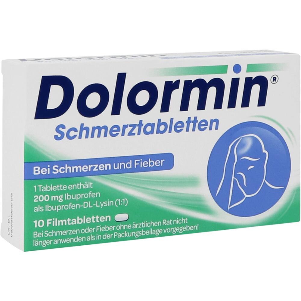 Eine Packung Dolormin Schmerztabletten gegen Schmerzen und Fieber.