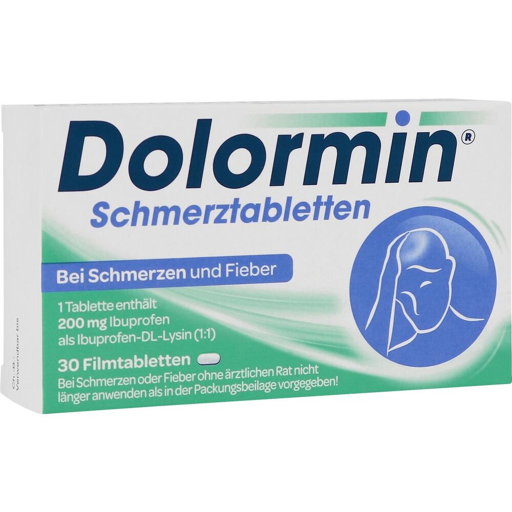Verpackung von Dolormin Schmerztabletten gegen Schmerzen und Fieber.