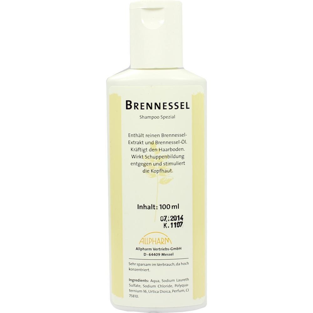 Wei&szlig;e Flasche Brennnessel-Shampoo mit 100 ml Inhalt.
